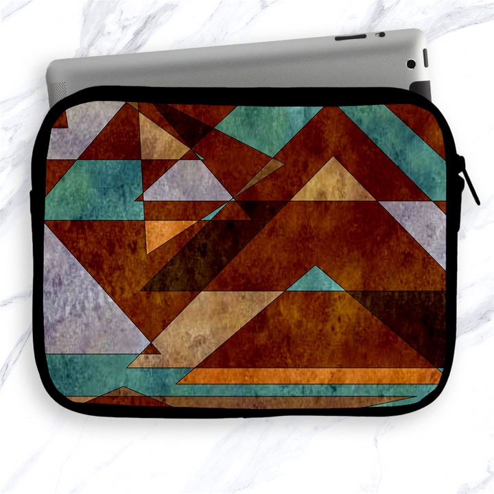 Turquoise and Bronze Triangle Design with Copper Apple iPad 2/3/4 Zipper Cases