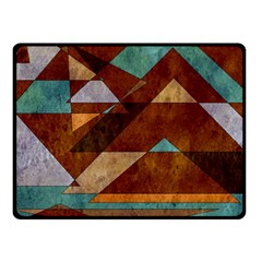 Turquoise And Bronze Triangle Design With Copper Double Sided Fleece Blanket (small)  by digitaldivadesigns