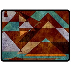 Turquoise And Bronze Triangle Design With Copper Double Sided Fleece Blanket (large)  by digitaldivadesigns