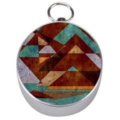 Turquoise And Bronze Triangle Design With Copper Silver Compasses by digitaldivadesigns