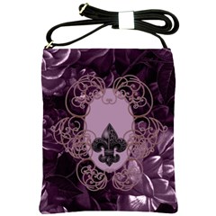 Soft Violett Floral Design Shoulder Sling Bags by FantasyWorld7