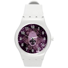 Soft Violett Floral Design Round Plastic Sport Watch (m) by FantasyWorld7