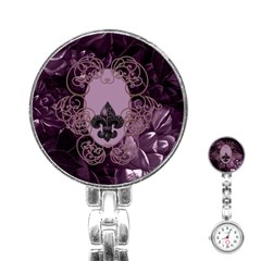 Soft Violett Floral Design Stainless Steel Nurses Watch by FantasyWorld7