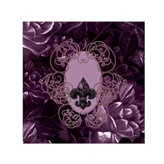 Soft Violett Floral Design Small Satin Scarf (square) by FantasyWorld7