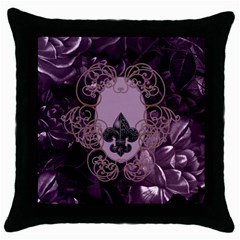 Soft Violett Floral Design Throw Pillow Case (black) by FantasyWorld7