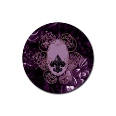 Soft Violett Floral Design Rubber Coaster (round)  by FantasyWorld7