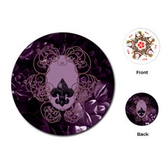 Soft Violett Floral Design Playing Cards (round)  by FantasyWorld7