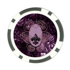 Soft Violett Floral Design Poker Chip Card Guard by FantasyWorld7