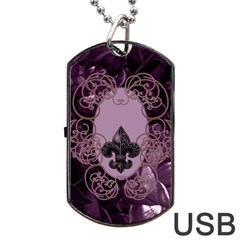 Soft Violett Floral Design Dog Tag Usb Flash (two Sides) by FantasyWorld7