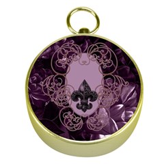 Soft Violett Floral Design Gold Compasses by FantasyWorld7