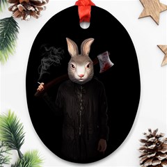 Evil Rabbit Ornament (oval) by Valentinaart