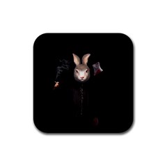 Evil Rabbit Rubber Square Coaster (4 Pack)  by Valentinaart