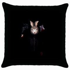 Evil Rabbit Throw Pillow Case (black) by Valentinaart