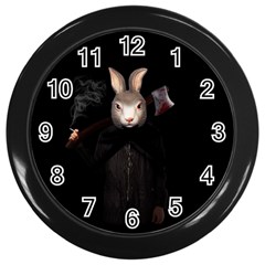 Evil Rabbit Wall Clocks (black) by Valentinaart