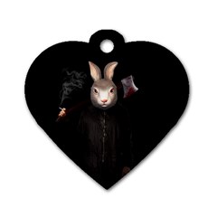 Evil Rabbit Dog Tag Heart (one Side) by Valentinaart