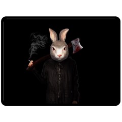 Evil Rabbit Fleece Blanket (large)  by Valentinaart