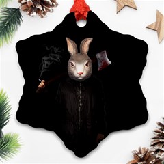 Evil Rabbit Ornament (snowflake) by Valentinaart