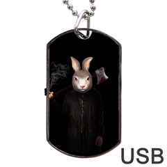 Evil Rabbit Dog Tag Usb Flash (one Side) by Valentinaart