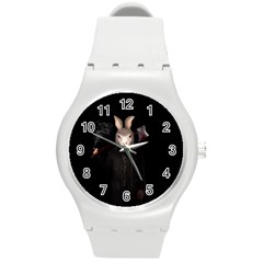 Evil Rabbit Round Plastic Sport Watch (m) by Valentinaart