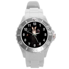 Evil Rabbit Round Plastic Sport Watch (l) by Valentinaart