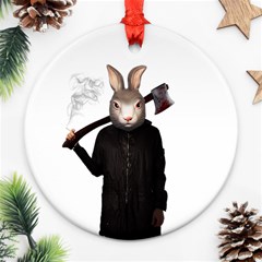 Evil Rabbit Ornament (round) by Valentinaart