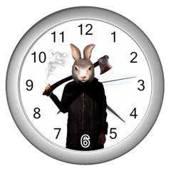 Evil Rabbit Wall Clocks (Silver) 