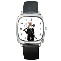 Evil Rabbit Square Metal Watch