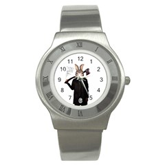 Evil Rabbit Stainless Steel Watch by Valentinaart