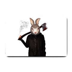 Evil Rabbit Small Doormat  by Valentinaart