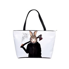 Evil Rabbit Shoulder Handbags by Valentinaart