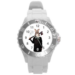 Evil Rabbit Round Plastic Sport Watch (l) by Valentinaart