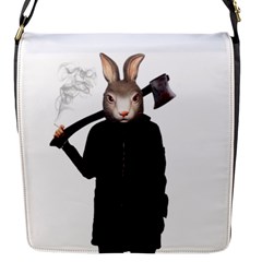 Evil Rabbit Flap Messenger Bag (s) by Valentinaart