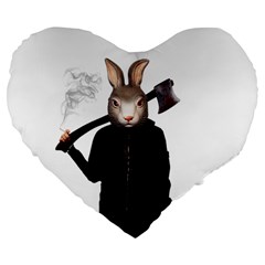 Evil Rabbit Large 19  Premium Flano Heart Shape Cushions