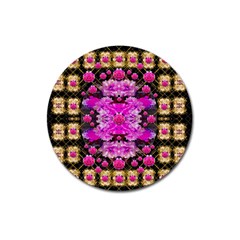 Flowers And Gold In Fauna Decorative Style Magnet 3  (round) by pepitasart