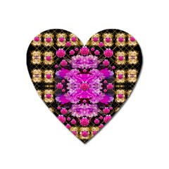 Flowers And Gold In Fauna Decorative Style Heart Magnet by pepitasart