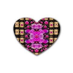 Flowers And Gold In Fauna Decorative Style Heart Coaster (4 Pack)  by pepitasart