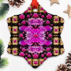 Flowers And Gold In Fauna Decorative Style Snowflake Ornament (two Sides) by pepitasart