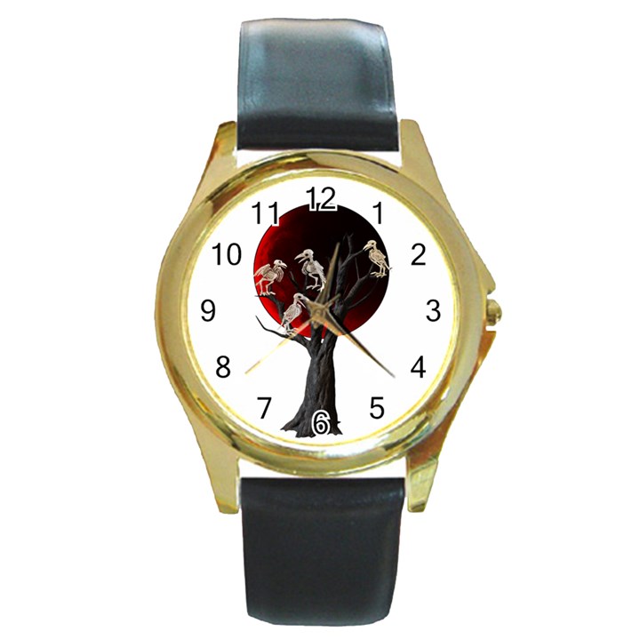 Dead tree  Round Gold Metal Watch