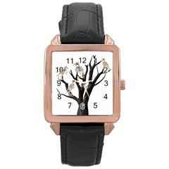 Dead Tree  Rose Gold Leather Watch  by Valentinaart