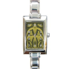 Green Floral Art Nouveau Rectangle Italian Charm Watch by NouveauDesign