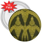 Green floral Art Nouveau 3  Buttons (10 pack)  Front