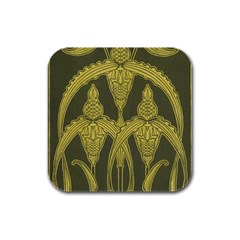 Green Floral Art Nouveau Rubber Square Coaster (4 Pack)  by NouveauDesign