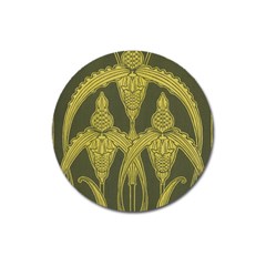 Green Floral Art Nouveau Magnet 3  (round) by NouveauDesign