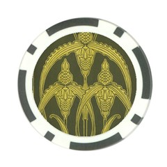 Green Floral Art Nouveau Poker Chip Card Guard by NouveauDesign