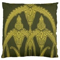 Green Floral Art Nouveau Large Cushion Case (two Sides) by NouveauDesign