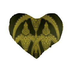 Green Floral Art Nouveau Standard 16  Premium Flano Heart Shape Cushions by NouveauDesign