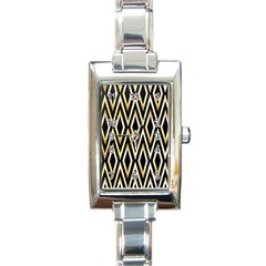 Gold,black,art Deco Pattern Rectangle Italian Charm Watch by NouveauDesign