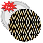 gold,black,art deco pattern 3  Buttons (10 pack)  Front