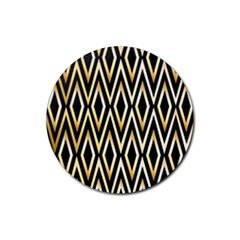 Gold,black,art Deco Pattern Rubber Round Coaster (4 Pack)  by NouveauDesign