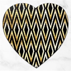 Gold,black,art Deco Pattern Jigsaw Puzzle (heart) by NouveauDesign